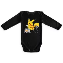Body bébé manches longues Pikachu « En Charge... Ne pas déranger ! » – Parodie Pokémon