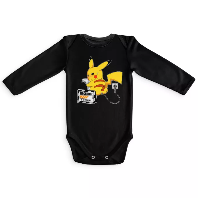 Body bébé manches longues Parodie Pokémon En Charge... Ne pas déranger ! - Pikachu