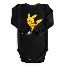 Body bébé manches longues Pikachu « En Charge... Ne pas déranger ! » – Parodie Pokémon