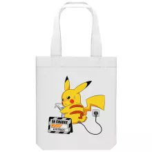 totebag Pikachu « En Charge... Ne pas déranger ! » – Parodie Pokémon
