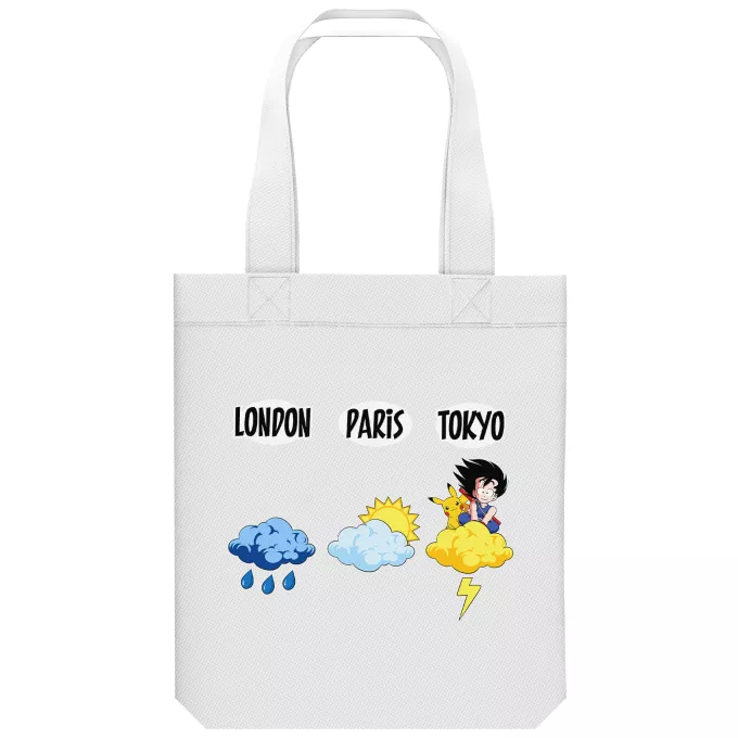 biologisch katoenen draagtas (Tote Bag) Parodie Pokémon Son Goku en Pikachu