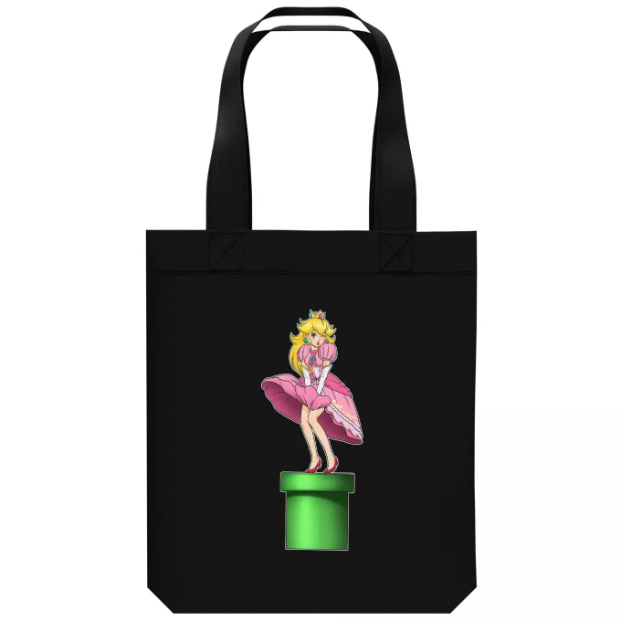 Sac Tote Bag en coton Bio Parodie Super Mario Poupoupidou Pou :) - Princesse Peach se prenant pour Marylin Monroe