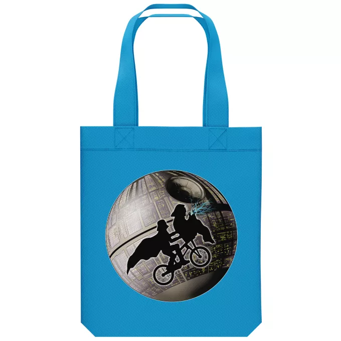 Sac Tote Bag en coton Bio Parodie Star Wars Direction l'étoile de la Mort ! - Dark Vador, l'Empereur sauce E.T l'Extra-Terrestre