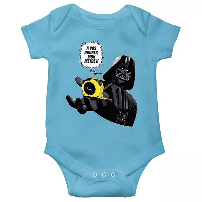 Body bébé manches courtes (garçons) Parodie Star Wars A vos ordres, mon Mètre... !! - Dark Vador