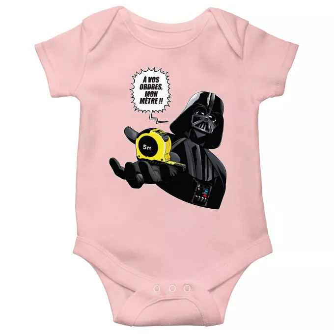 Body bébé manches courtes (Filles) Parodie Star Wars A vos ordres, mon Mètre... !! - Dark Vador