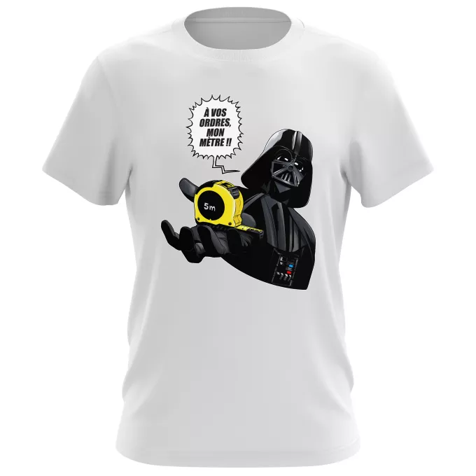 T-shirts Hommes Parodie Star Wars A vos ordres, mon Mètre... !! - Dark Vador