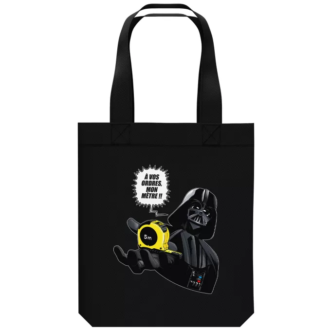 Sac Tote Bag en coton Bio Parodie Star Wars A vos ordres, mon Mètre... !! - Dark Vador