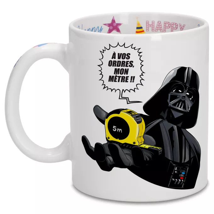 Mugs Anniversaire Parodie Star Wars A vos ordres, mon Mètre... !! - Dark Vador
