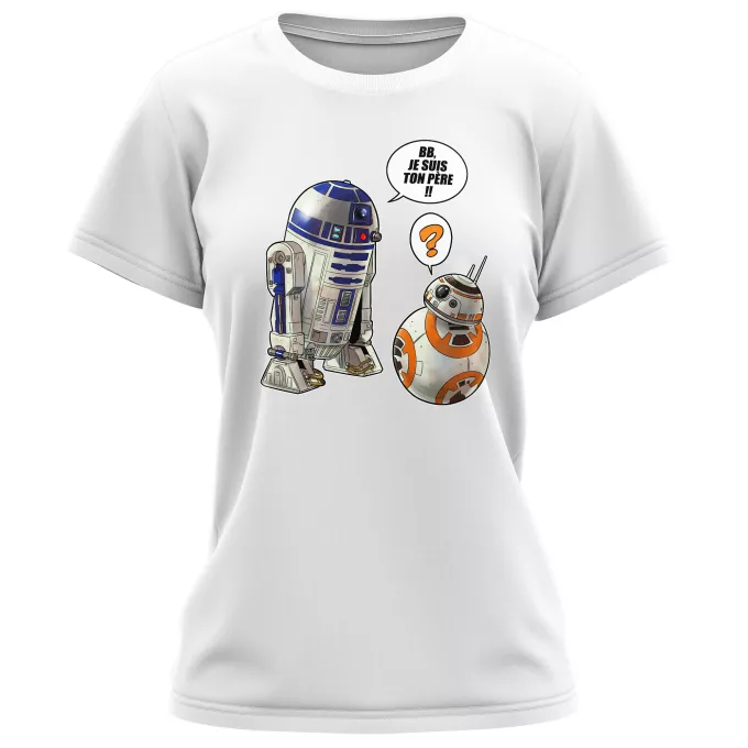 T-shirts Femmes Parodie Star Wars BB, je suis ton père !! - BB-8, R2-D2