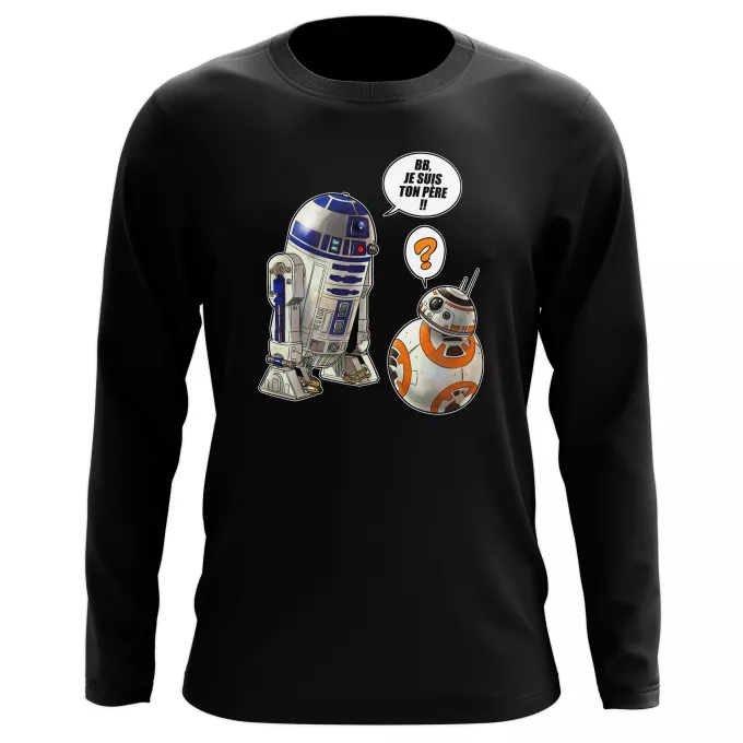 T-Shirts manches longues Parodie Star Wars BB, je suis ton père !! - BB-8, R2-D2