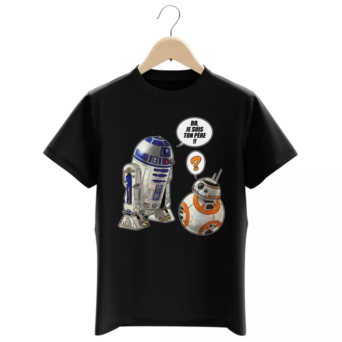 T-shirts Enfants Garçons Parodie Star Wars BB, je suis ton père !! - BB-8, R2-D2