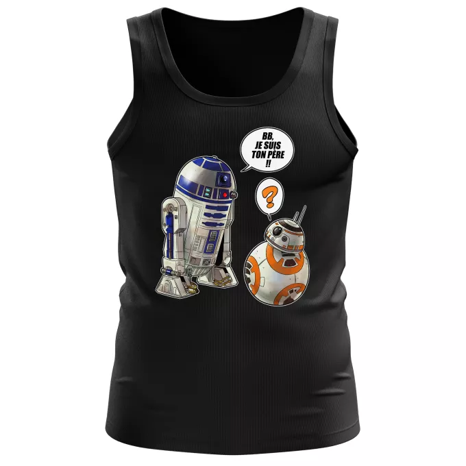 Débardeurs Hommes Parodie Star Wars BB, je suis ton père !! - BB-8, R2-D2