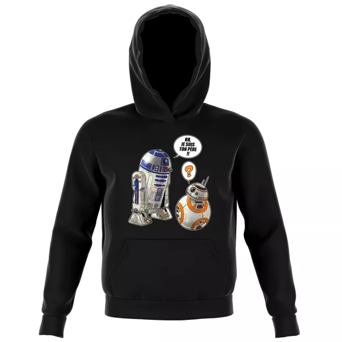 Sweat-shirts à Capuche Enfant Parodie Star Wars BB, je suis ton père !! - BB-8, R2-D2
