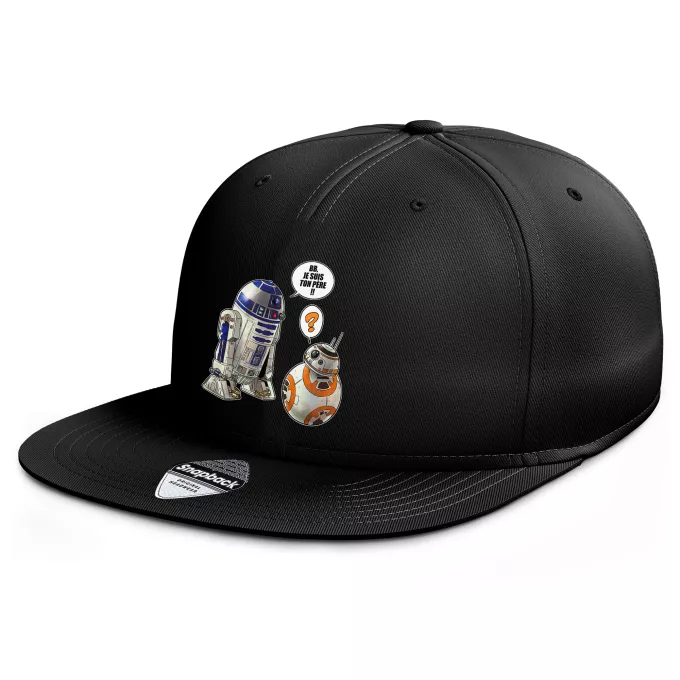 Casquette Rap Snapback Parodie Star Wars BB, je suis ton père !! - BB-8, R2-D2