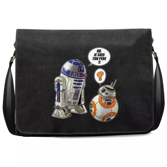 Sac à Bandoulière Premium Parodie Star Wars BB, je suis ton père !! - BB-8, R2-D2