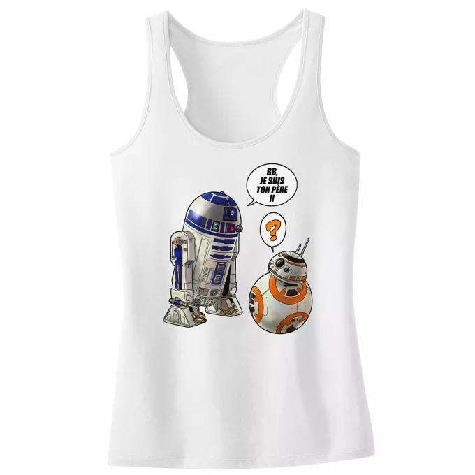 Débardeur Enfant Fille Parodie Star Wars BB, je suis ton père !! - BB-8, R2-D2