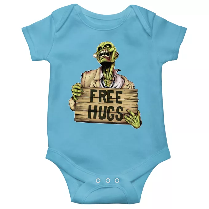 Short-sleeved baby bodysuit (boys) Parody of The Walking Dead Walking Dead Zombie - Free Hugs