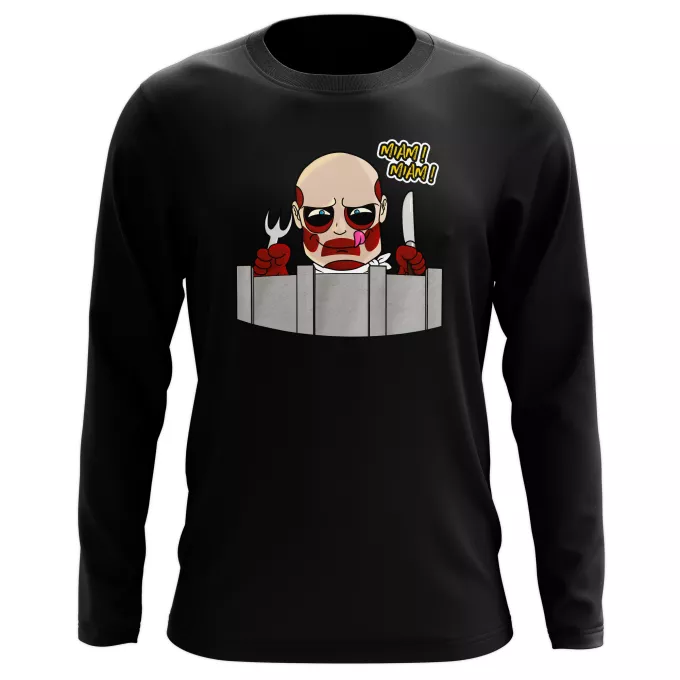 Långärmad T-Shirts Parodi Attack on Titan Den kolossala Titan