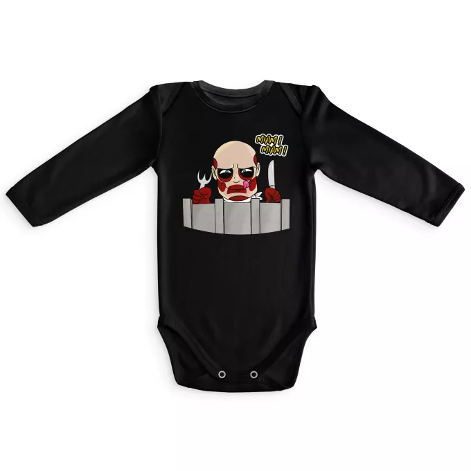 Baby Body långa ärmar Parodi Attack on Titan Den kolossala Titan