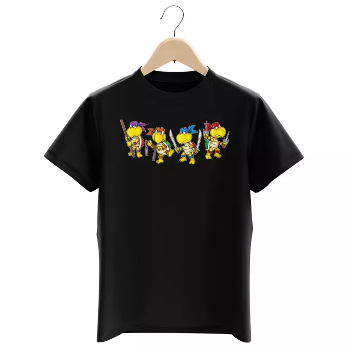 T-shirts crianças rapaz Paródia Super Mario Mario Vs Donatello,Raphael, Leonardo e Michelangelo