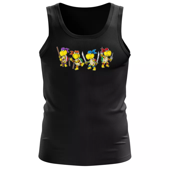 Camisolas de alças homens Paródia Super Mario Mario Vs Donatello,Raphael, Leonardo e Michelangelo