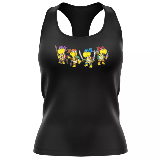 Camisolas de alças Mulheres Paródia Super Mario Mario Vs Donatello,Raphael, Leonardo e Michelangelo