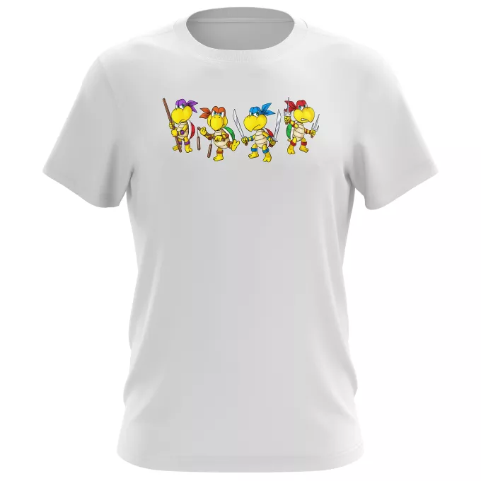 T-shirts de homem Paródia Super Mario Mario Vs Donatello,Raphael, Leonardo e Michelangelo