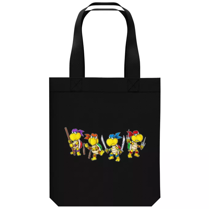 Saco (Tote Bag) de algodão orgânico Paródia Super Mario Mario Vs Donatello,Raphael, Leonardo e Michelangelo