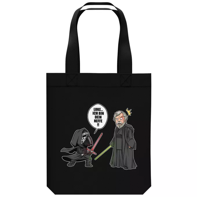 Shopper (Tote Bag) aus Bio-Baumwolle Parodie auf Star Wars Kylo Ren und Luke Skywalker