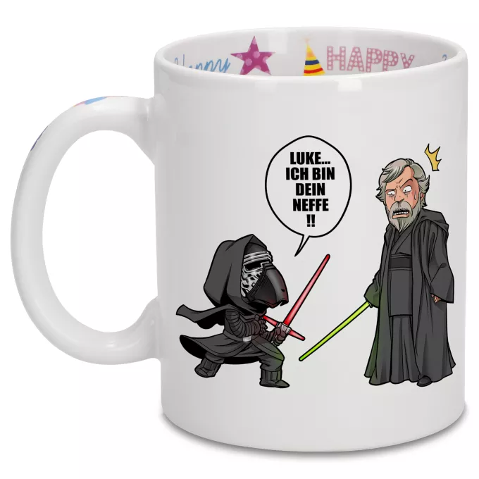 Geburtstag Tassen Parodie auf Star Wars Kylo Ren und Luke Skywalker