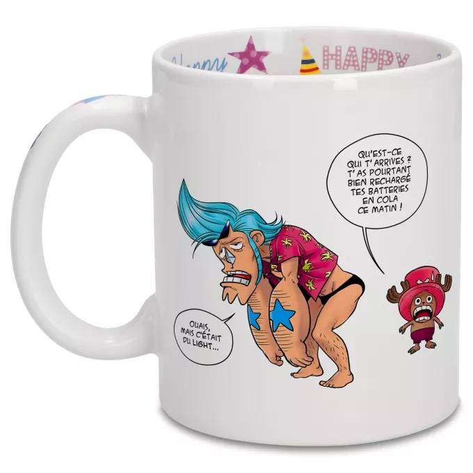 Mugs Anniversaire Parodie One Piece Panne sèche ! - Chopper, Franky