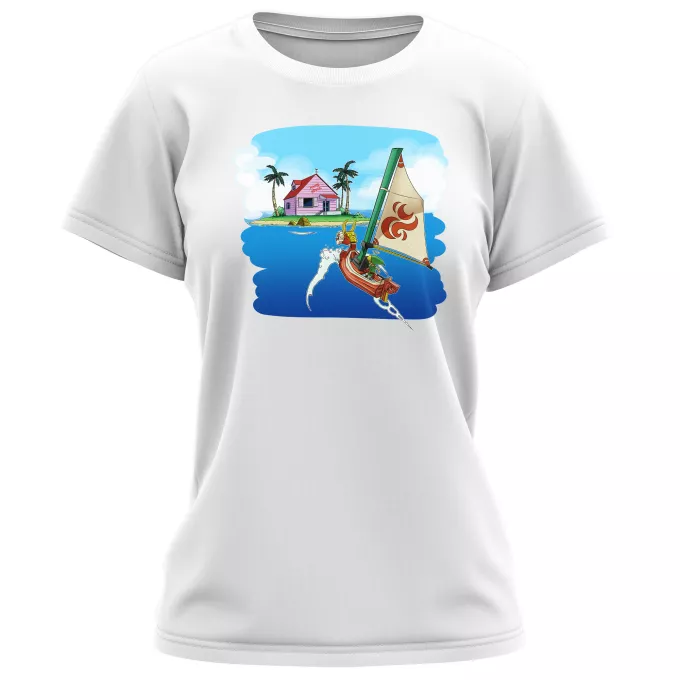 T-shirts de mulher Paródia Zelda Link e Casa do Kame