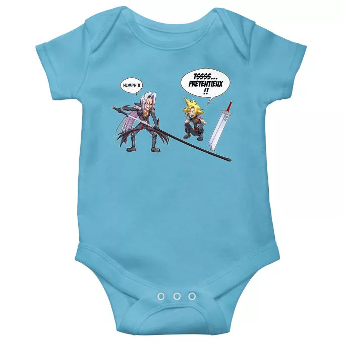 Body bébé manches courtes (garçons) Parodie Final Fantasy VII - FFVII Prétentieux !! - Clad, Sephiroth