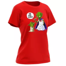 Yoda Damen T-shirt “Yoda von Star Wars und Gott von DBZ” – Parodie auf Star Wars