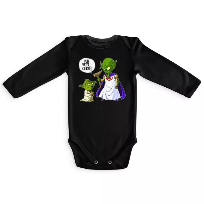 Langärmliges Baby Strampler Parodie auf Star Wars Yoda von Star Wars und Gott von DBZ