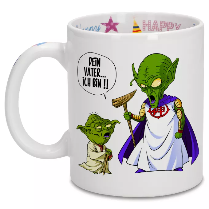Geburtstag Tassen Parodie auf Star Wars Yoda von Star Wars und Gott von DBZ