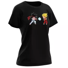 Maglietta da Donna Son Goku “Son Goku e Vegeta X Ryu e Ken” – Parodia dei Dragon Ball Z