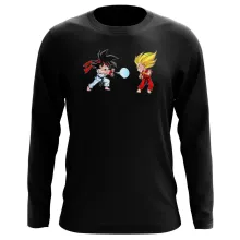 Maglietta a maniche lunge Son Goku “Son Goku e Vegeta X Ryu e Ken” – Parodia dei Dragon Ball Z