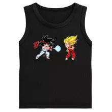 Canotte da bambini e ragazzi Son Goku “Son Goku e Vegeta X Ryu e Ken” – Parodia dei Dragon Ball Z