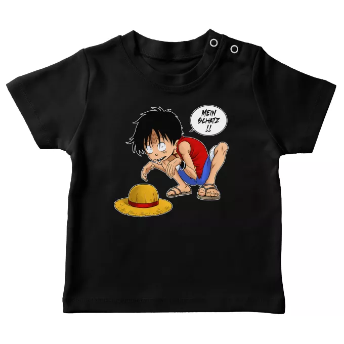 Baby T-shirts Parodie auf One Piece Monkey D. Ruffy und Gollum - Mein Schatz
