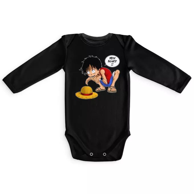 Langärmliges Baby Strampler Parodie auf One Piece Monkey D. Ruffy und Gollum - Mein Schatz