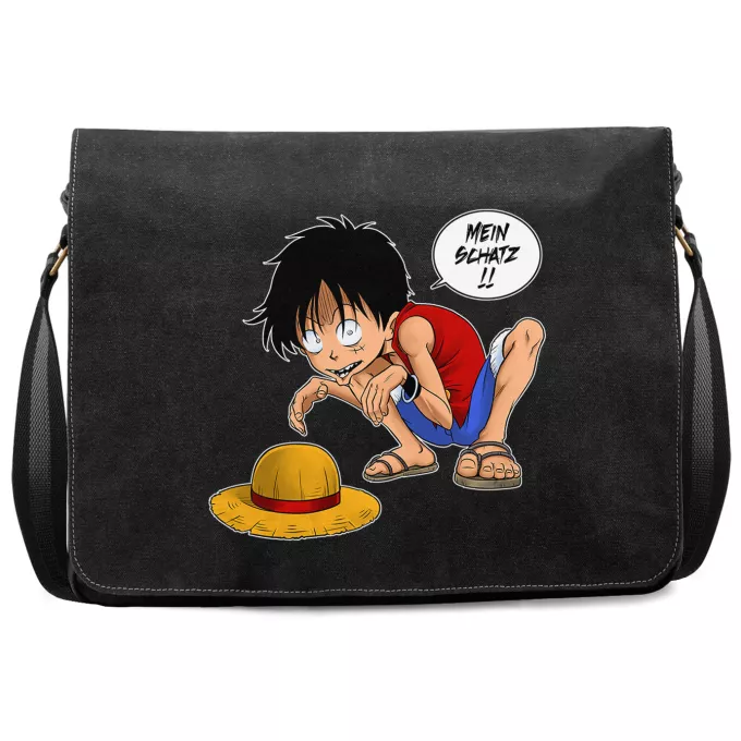 Premium Schultertaschen Parodie auf One Piece Monkey D. Ruffy und Gollum - Mein Schatz