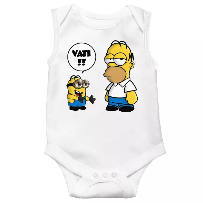 ärmelloser Baby Strampler Parodie auf Minions Kevin Minion et Homer Simpson