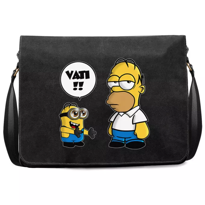 Premium Schultertaschen Parodie auf Minions Kevin Minion et Homer Simpson