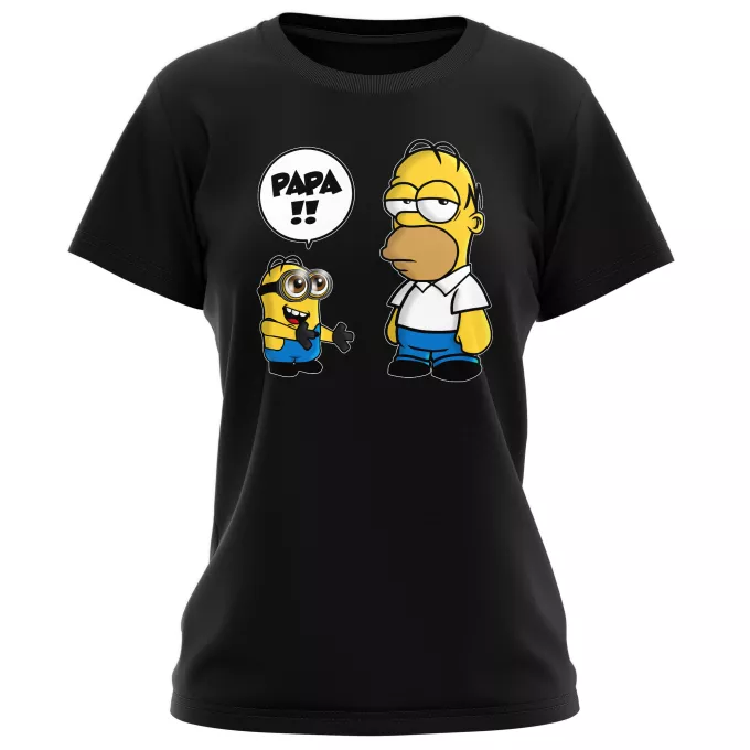 T-shirts Femmes Parodie Les Minions Un fiston trop mignon (Super Deformed) - Homer Simpson, Kévin le Minion
