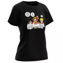 T-shirt Femme Luffy « La recette d'un bon shonen Manga (Super Deformed) » – Parodie Naruto
