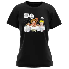 T-shirt Femme Luffy « La recette d'un bon shonen Manga (Super Deformed) » – Parodie Naruto