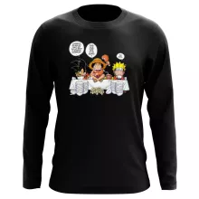 T-Shirt à manches longues Luffy « La recette d'un bon shonen Manga (Super Deformed) » – Parodie Naruto