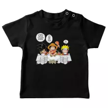 T-shirt bébé Luffy « La recette d'un bon shonen Manga (Super Deformed) » – Parodie Naruto
