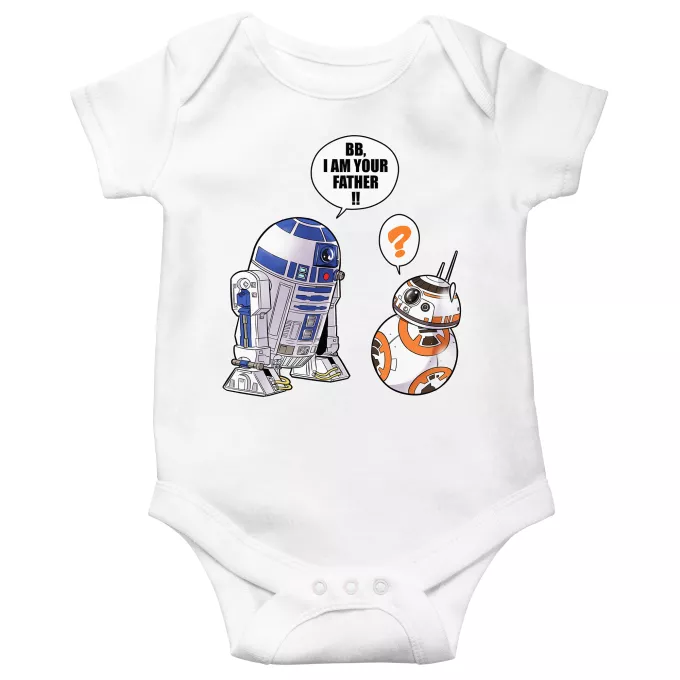 Korte mouwen Babyromper Parodie Star Wars R2-D2 en BB-8